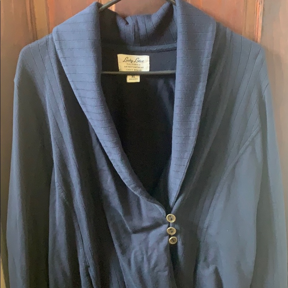 Lucky brand knitwear cardigan sweater XL Navy